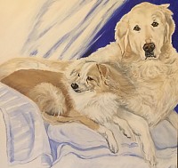 Moly & Shanti (collection privée, acrylique, 70x70 cm)